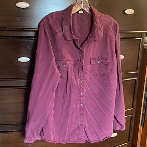 Torrid wine colored long sleeve button down Tencel fabric